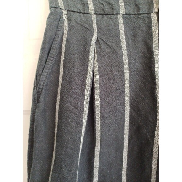 GAP women's wide leg linen blend pant 00 black white stripe coastal work/play - Picture 3 of 12